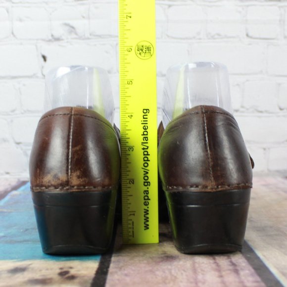 Dansko Solistice Button Strap Brown Leather Slip On Heel Clogs Size US 8 - Picture 7 of 9